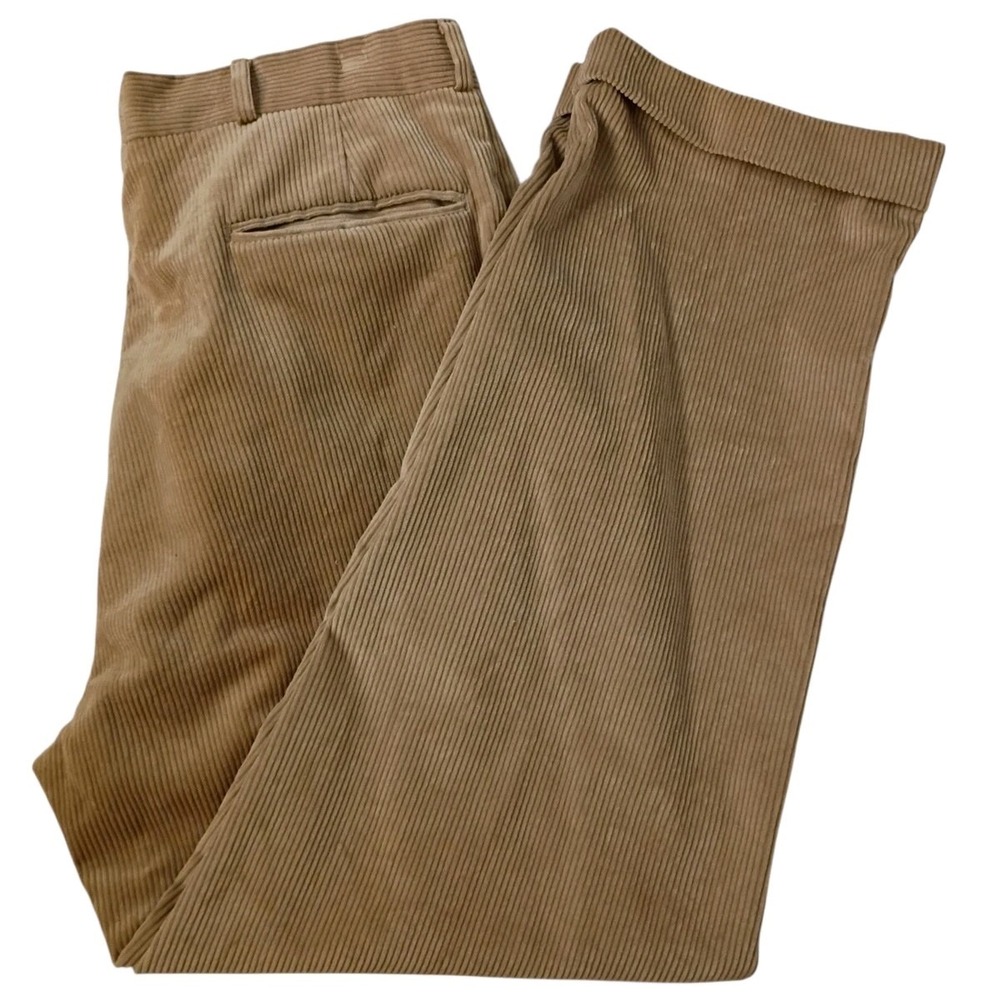 Vtg‎ James River Traders Corduroy Pants Mens 36 x 28 Tan Pleated Cuffed y2k 90s